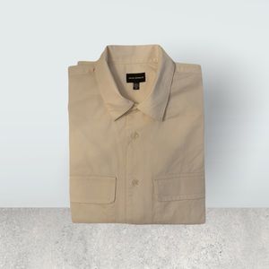 Club Monaco Men’s Workshirt Straight Fit Cotton Long Sleeve Off White/Ivory